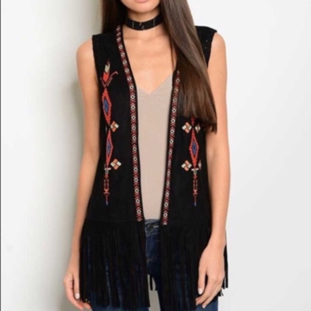 Fringe Tribal Print Vest